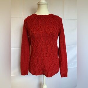 Red Cable Knit Tommy Hilfiger Sweater Women’s Small Preppy Y2K Coastal fisherman